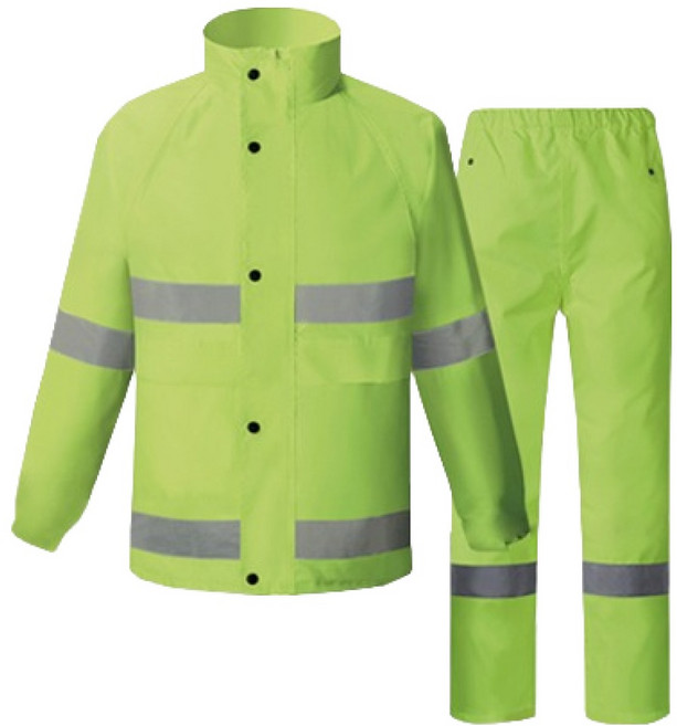 TIS 반사띠 형광 안전 우비 상하의 세트 형광색, 1세트