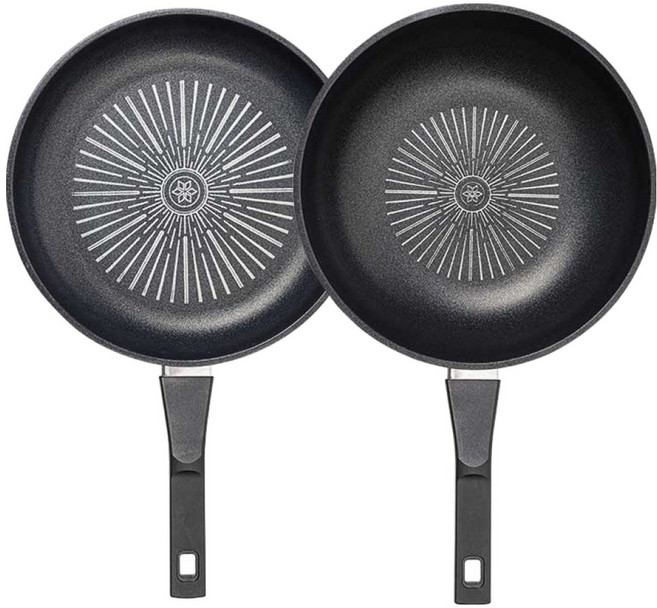 인터쿡 클래식 프라이팬 세트 2개, 블랙, 프라이팬 28cm + 궁중팬 28cm, 1세트