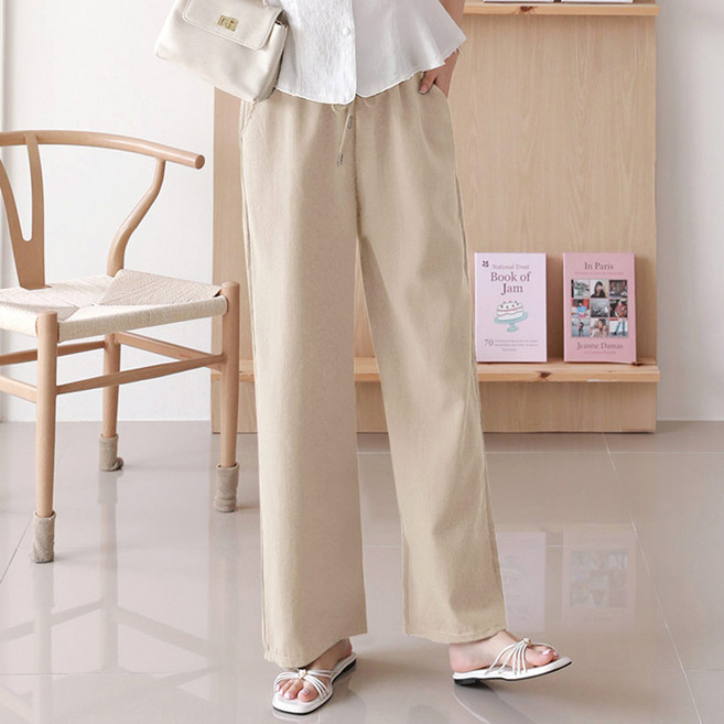 앤드스타일 여성용 시원한 여름인견 밴딩 와이드 팬츠 264464