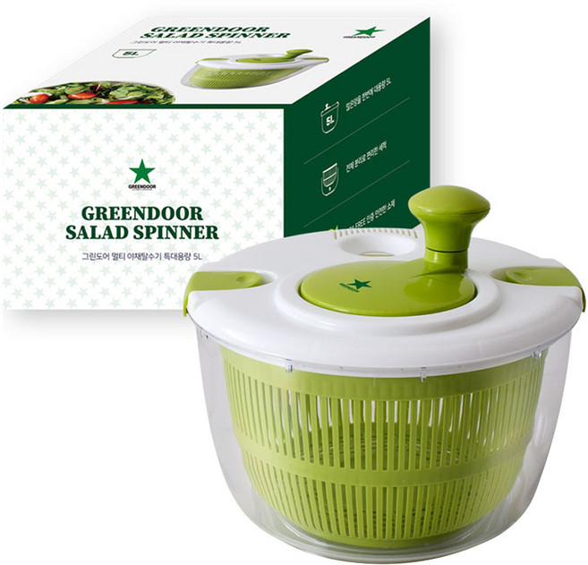 그린도어 멀티 야채탈수기 특대용량 5L, 혼합색상, 1개