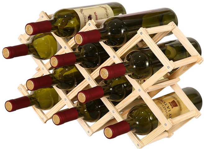 썸즈마인 접이식 와인랙 10구, 원목, 1개