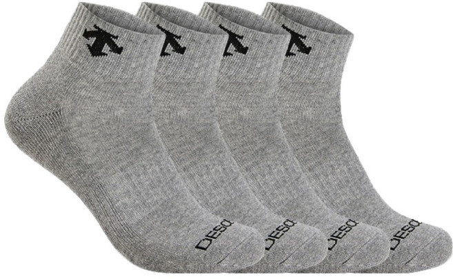 데상트 남성용 스포츠 파일 발등로고 발목양말, 그레이, 4개