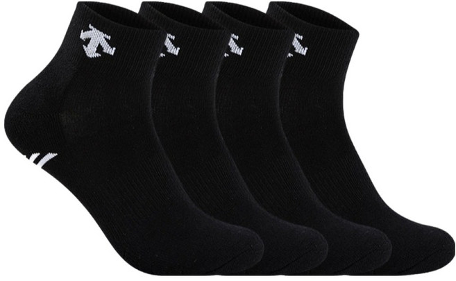 데상트 남성용 스포츠 파일 단목뒷선 발목양말 4켤레 세트, 블랙, 1세트