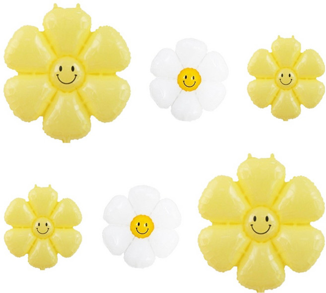 파티공구 데이지 스마일 꽃풍선 세트, 레몬, 1세트