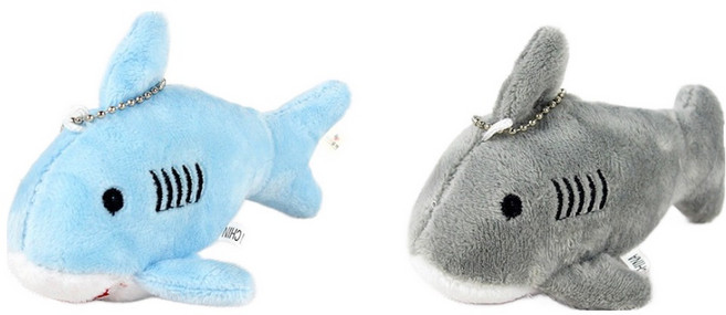 아이끌레 베이비상어 봉제인형 키링 2종 세트, 10cm, 그레이, 블루, 1세트