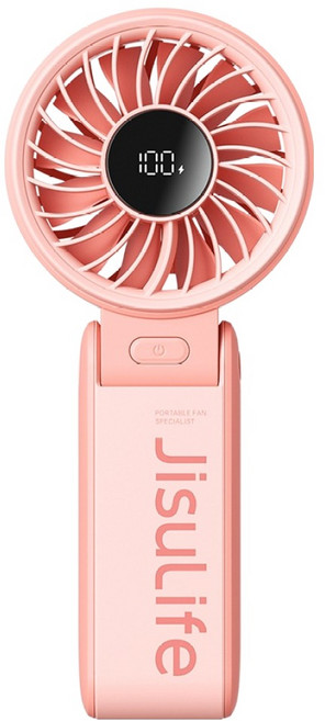 지수라이프 접이식 BLDC LED 휴대용 무선 선풍기, Handheld Fan Life7, PastelPink