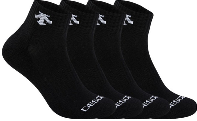 데상트 남성용 스포츠 파일 발등로고 발목양말, 블랙, 4개