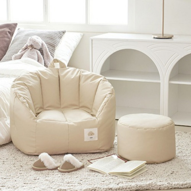 에시앙 모데즈 빈백 소파 + 스툴 세트 주니어, 코지베이지