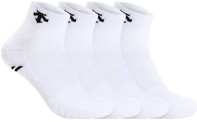 데상트 남성용 스포츠 파일 단목뒷선 발목양말 4켤레 세트, 화이트, 1세트