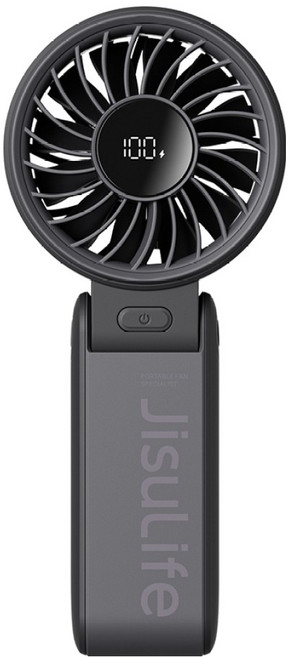 지수라이프 접이식 BLDC LED 휴대용 무선 선풍기, Handheld Fan Life7, CarbonBlack