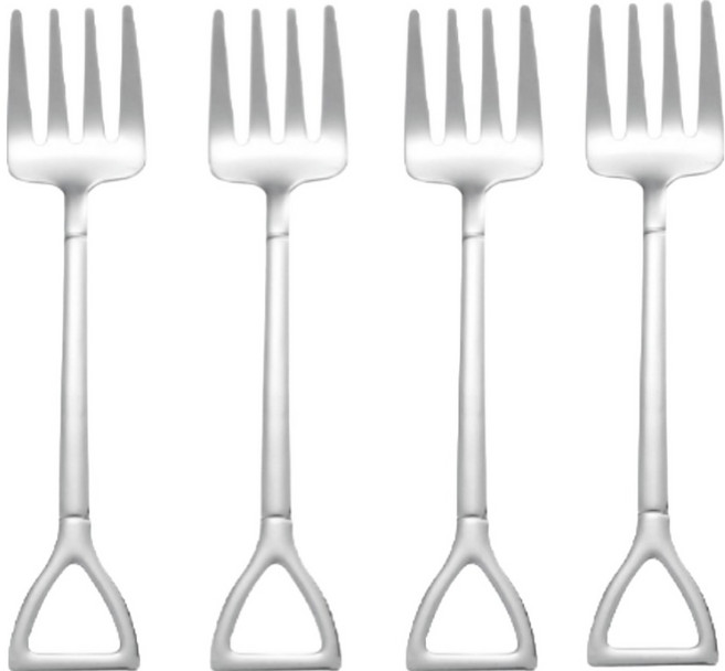 센스팡 스텐304 삽모양 티스푼 미니 포크, 4개