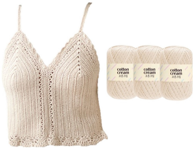 울클럽 니트 뷔스티에 코튼크림 3p + 영상도안 뜨개 DIY 세트, 802 크림베이지, 1세트
