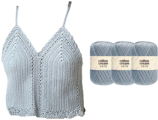 울클럽 니트 뷔스티에 코튼크림 3p + 영상도안 뜨개 DIY 세트, 810 미스티블루, 1세트