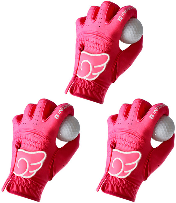 인콘트로 남녀공용 엔젤 골프장갑 왼손용, 핫핑크, 3개