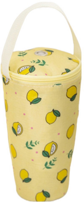 데이리듬 빨대구멍 텀블러 보냉 파우치, 옐로우, 1개