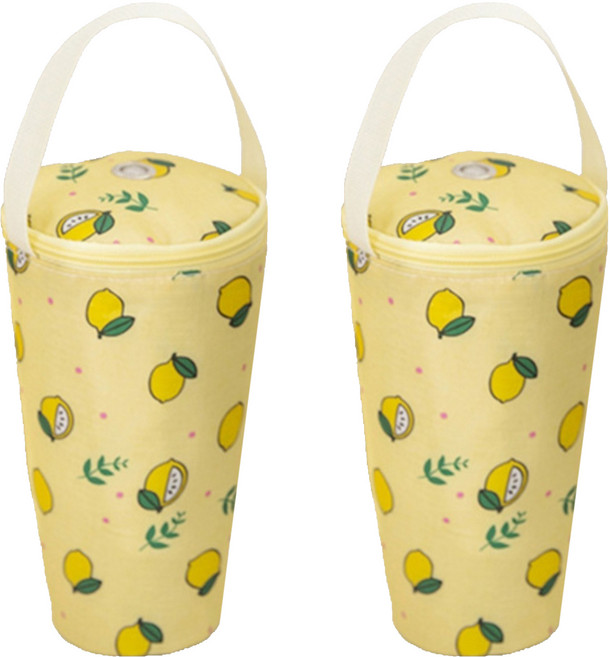 데이리듬 빨대구멍 텀블러 보냉 파우치, 옐로우, 2개