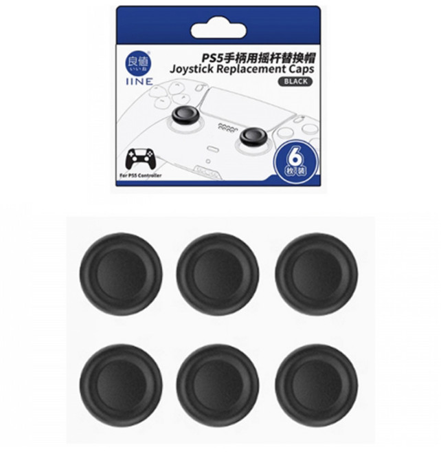 이이네 PS5 듀얼센스 아날로그 교체용 스틱커버 6p, BLACK, 1개, L1053