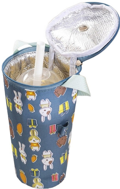 데이리듬 빨대구멍 텀블러 보냉 파우치, 블루, 1개