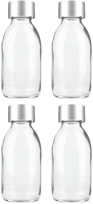 공병상회 OS더치100 투명 유리병 4p + 실버캡 4p 세트, 100ml, 1세트
