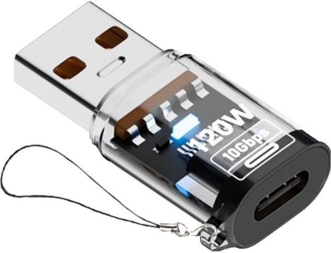 호후 C타입-A타입 120W 고속충전 GEN2 USB 미니 젠더, 클리어, 1개, 32mm