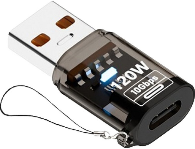 호후 C타입-A타입 120W 고속충전 GEN2 USB 미니 젠더, 클리어블랙, 1개, 32mm