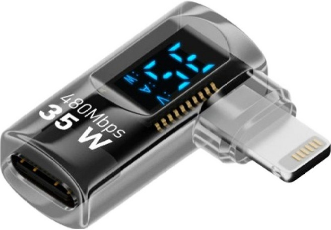 호후 C타입-라이트닝 8핀 아이폰 미니 꺽임 젠더 35W CTO라이트닝, 투명블랙, 1개, 24mm