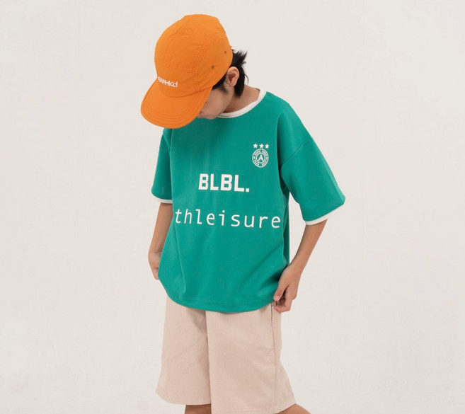 남아용 코어 냉감 통기성 BLBL 클래식 오버사이즈 풋볼 반팔 티셔츠