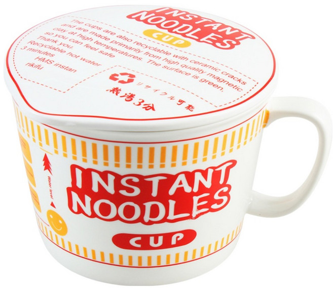 멀티네스트 다용도 도자기 라면기 1L + 전자레인지 호환 뚜껑 세트, 레드, 1세트