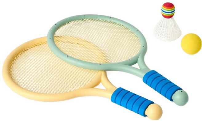 모던하우스 키즈 GYM 소음없는 라켓 2종 + 소프트볼 + 배드민턴공 세트, 혼합색상, 1세트