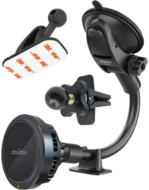 옵시디언 차량용 핸드폰 고속 무선충전 거치대, 1개, 블랙