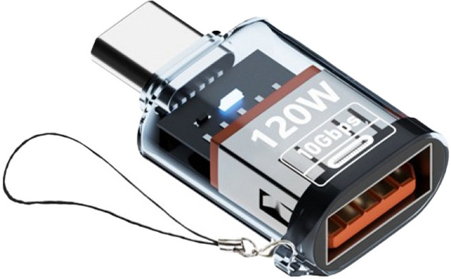 호후 LED USB C타입 미니 OTG 젠더 고속충전 120W ATOC, 투명 블루, 1개, 28mm