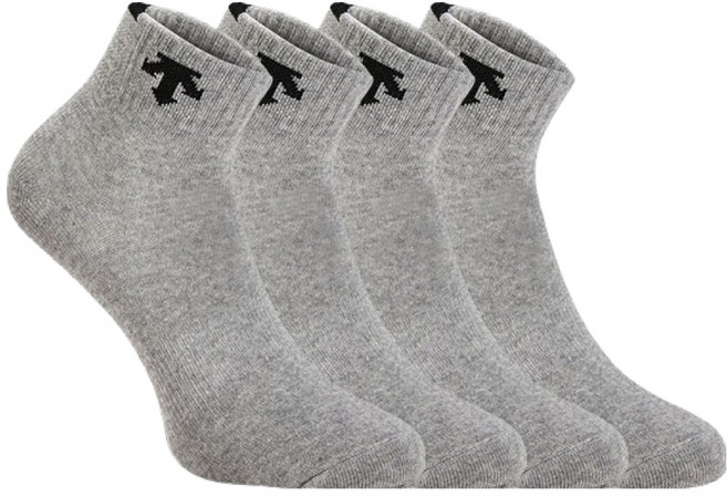 DESCENTE 迪桑特 女款 隊徽 Logo 短襪 4雙組, 1套, 灰色