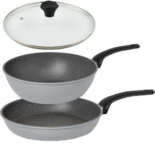 퀸센스 후라이팬 2종세트, 그레이, 28cm후라이팬+28cm궁중팬+28cm유리뚜껑, 1세트