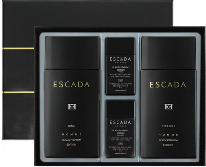 ESCADA Homme 黑色奢華版化妝水 150ml + 乳液 150ml + 化妝水 30ml + 乳液 30ml 套組, 1套