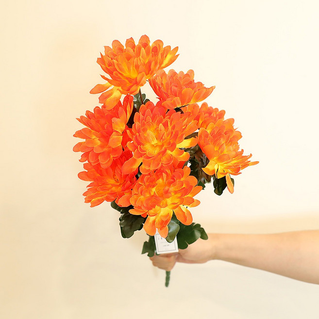 조아트 조화 인테리어 성묘 꽃다발 부쉬 국화 10p, 오렌지, 3개