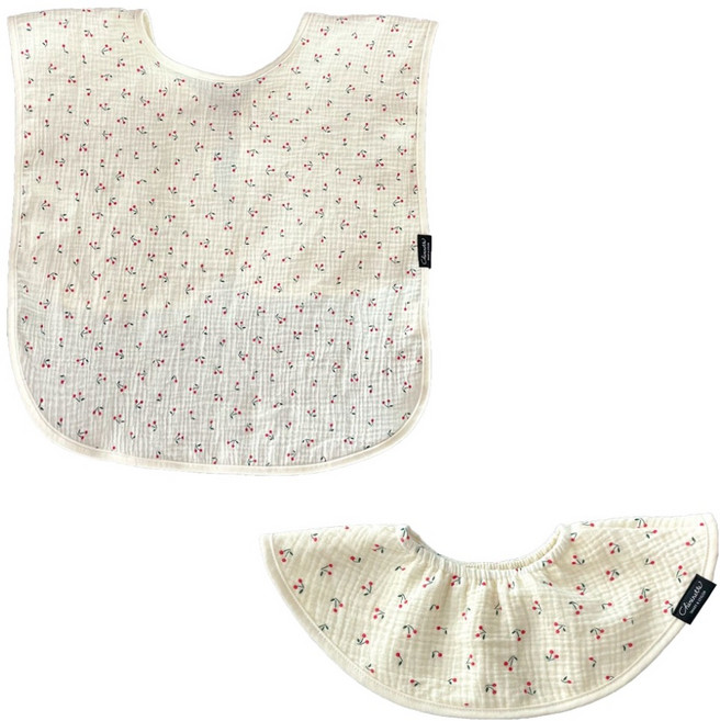 쉐리네뜨 유아용 턱받이 + 엄마 수유 턱받이 세트, 체리블, 1세트