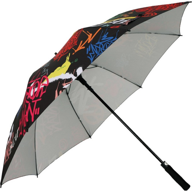 페르시안캣 그래피티 패턴 포인트 암막 골프 우산 P5FUUM01, 블랙, 1개