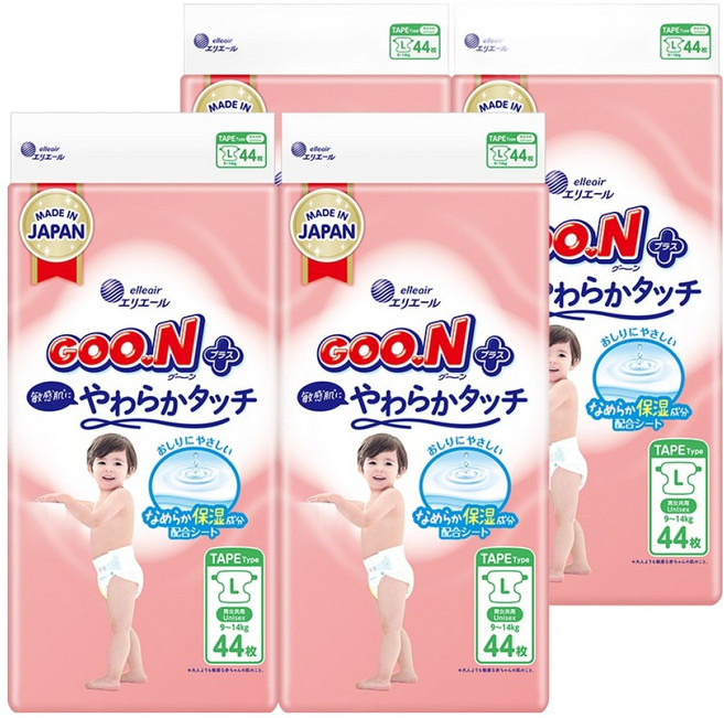 군 플러스 소프트터치 밴드형 기저귀, 대형(L), 176매