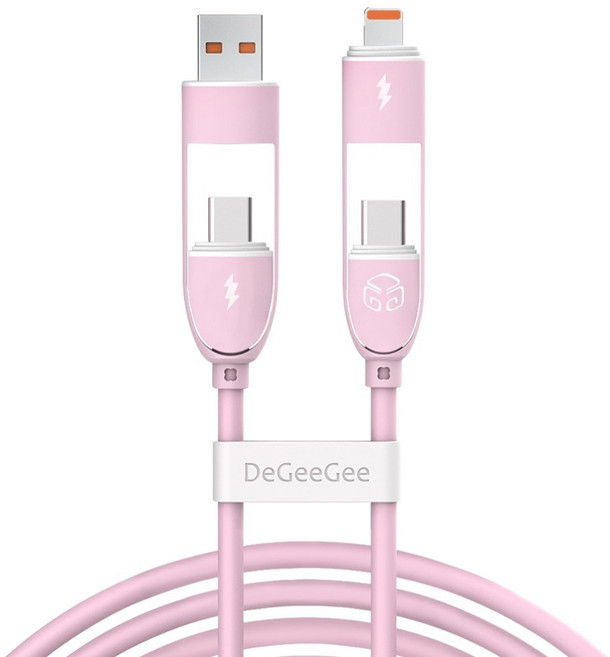 디지지 크레용 LED 60W 4IN1 초고속 멀티 충전 케이블, 1개, 베이비핑크, 0.7m