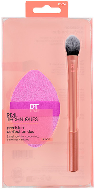 리얼테크닉스 프리시전 퍼펙션 듀오 브러쉬 + 퍼프 세트, 1개, 혼합색상