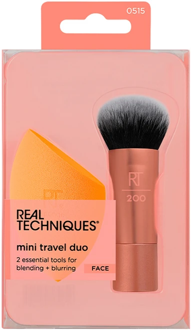 리얼테크닉스 미니 트래블 듀오 브러쉬 + 스펀지 세트, 1개, 혼합색상 - 쿠팡
