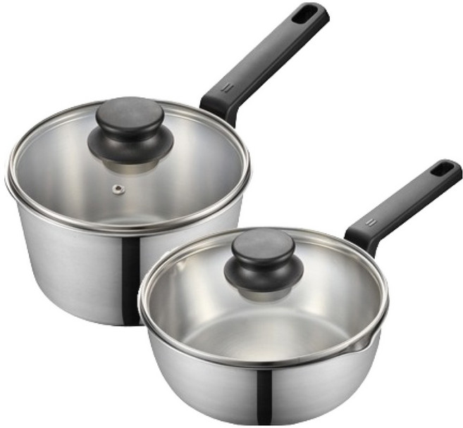 PN풍년 인덕션 IH 위더스 뉴트로 냄비 세트 2개, 실버, 편수냄비 18cm + 웍편수냄비 20cm, 1세트