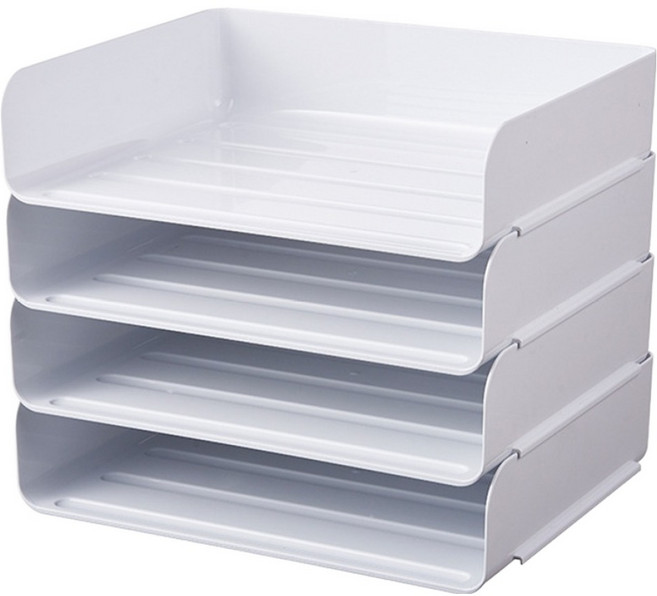 365플레이스 데스크 와이드 수납함 서류정리함, 화이트, 4단