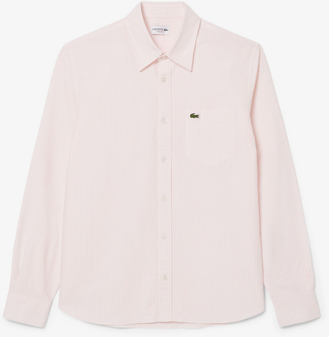 라코스테 남성용 옥스포드 스트라이프 면 셔츠 좁은 간격 CH7552-55G