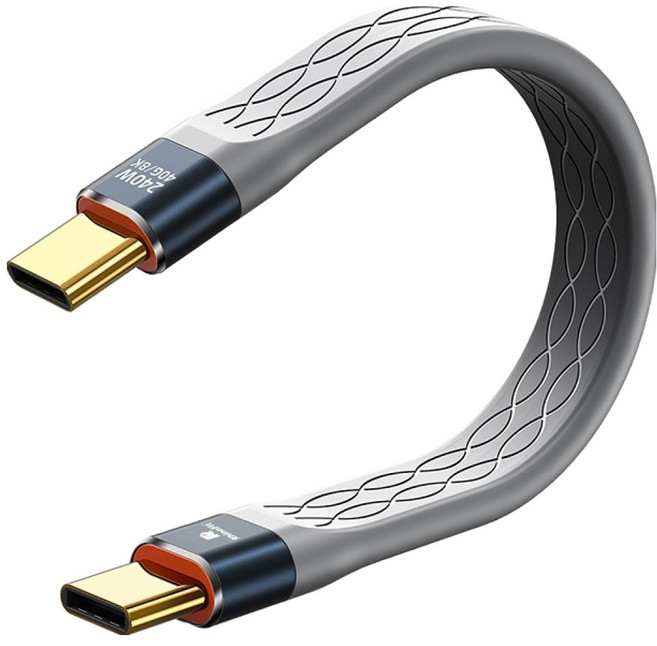 라이노핏 USB4 40Gbps 데이터 전송 240W 초고속충전 미니 케이블, 1개, 그레이, 132.7mm