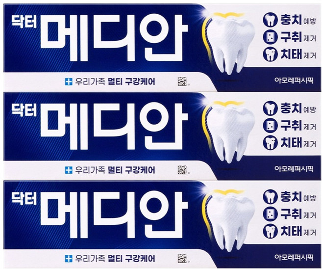 메디안 닥터메디안 멀티 구강케어 치약, 120g, 3개