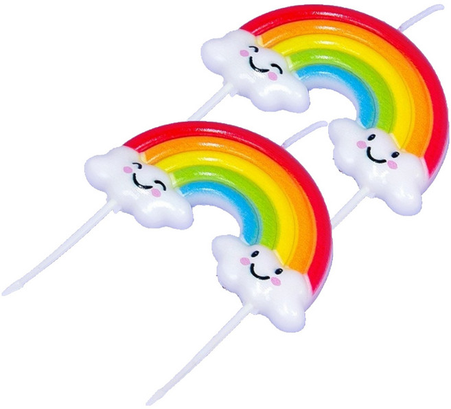 제이팩토리 케이크 레인보우 생일초, 혼합색상, 2개