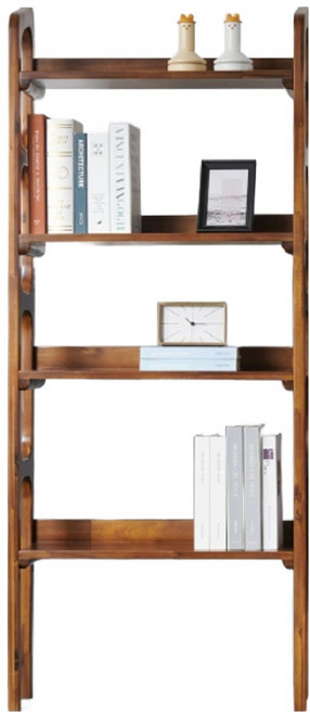 인테리어레시피 아카시아 원목 책장, 월넛, 4단
