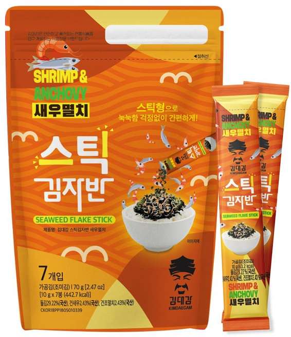 김대감 스틱 김자반 새우멸치 7p, 70g, 1개