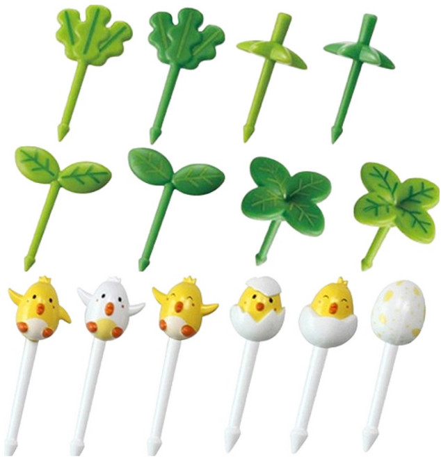 큐트미 잎사귀 픽2 8종 MP186 + 병아리 픽 6종 MP094 세트, 1세트